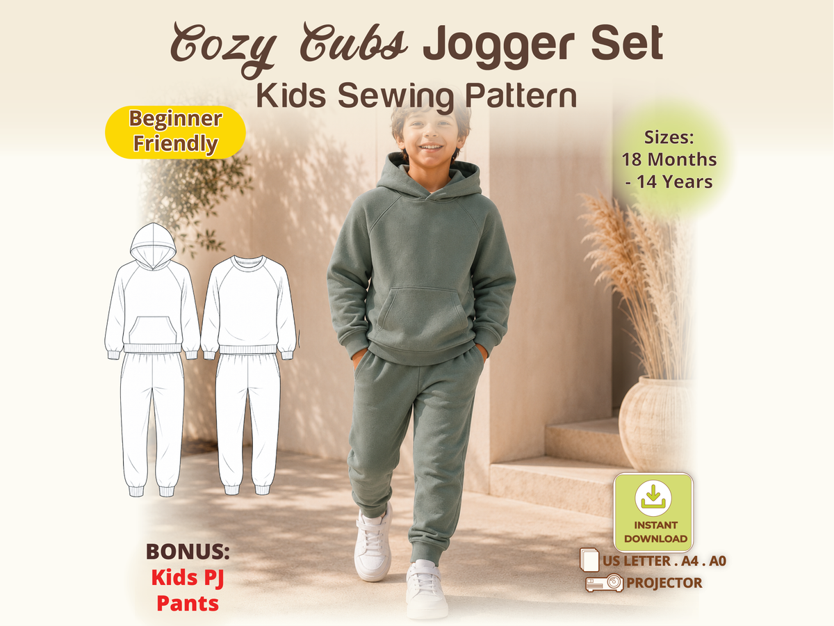 Cozy Cubs Jogger Set PDF Kids' Sewing Pattern