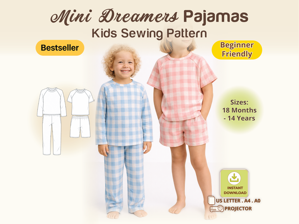Mini Dreamers Pajamas Set PDF Kids' Sewing Pattern