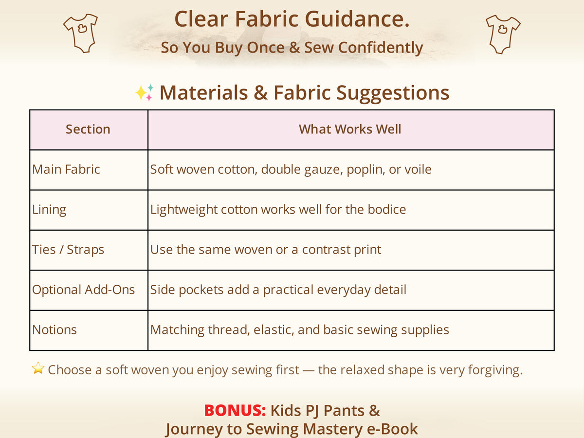 Christy Boho Dress sewing pattern – recommended woven fabrics and materials