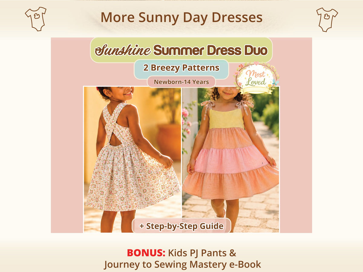 Sunshine Summer Dress Duo sewing pattern bundle, including the Christy Boho Dress