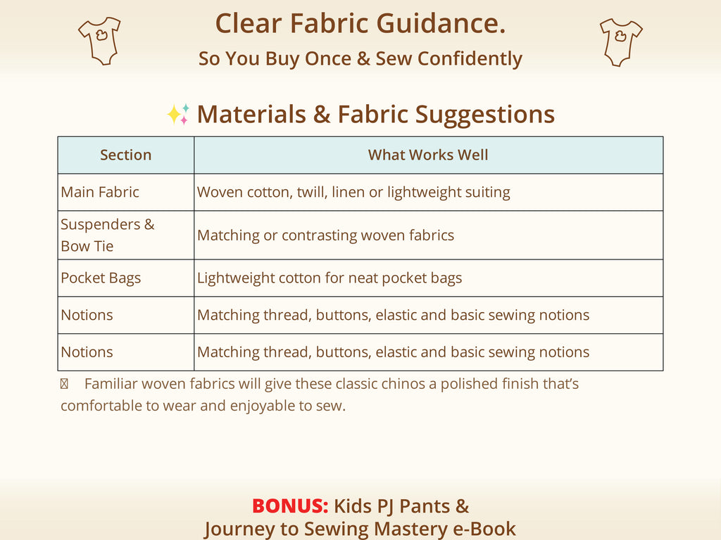 Charlie Formal Pants sewing pattern – recommended woven fabrics and materials