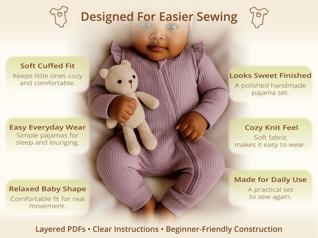 Hazel Cuff Pajamas sewing pattern – key benefits and design highlights