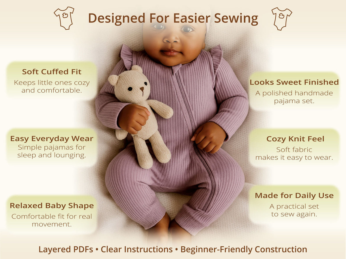 Hazel Cuff Pajamas sewing pattern – key benefits and design highlights