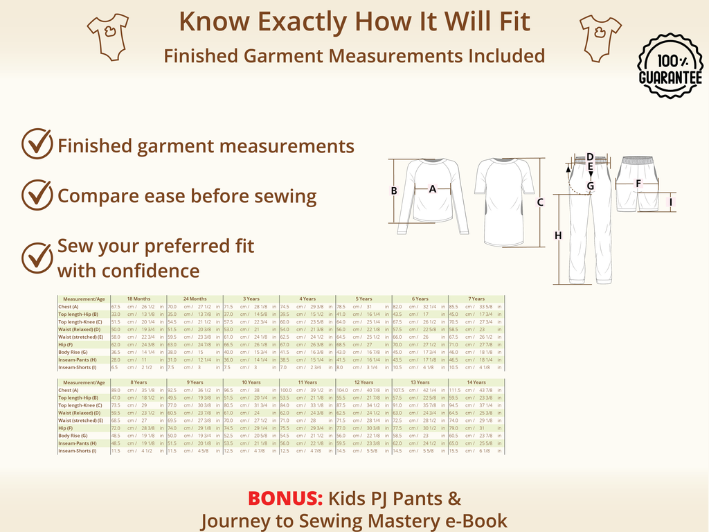 Mini Dreamers Pajamas Set PDF Kids' Sewing Pattern
