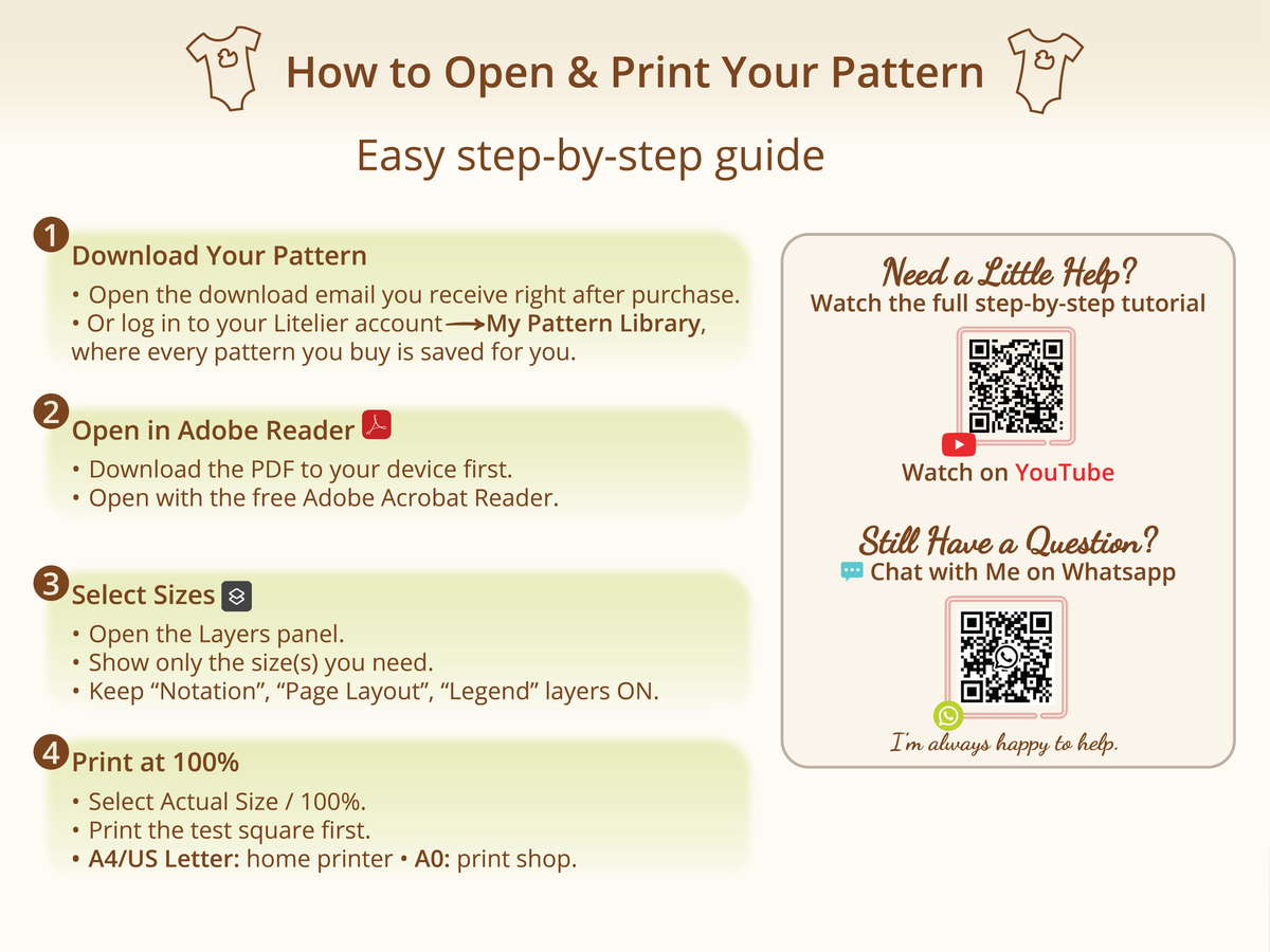 How to open and print a PDF sewing pattern at 100% in Adobe Acrobat Reader