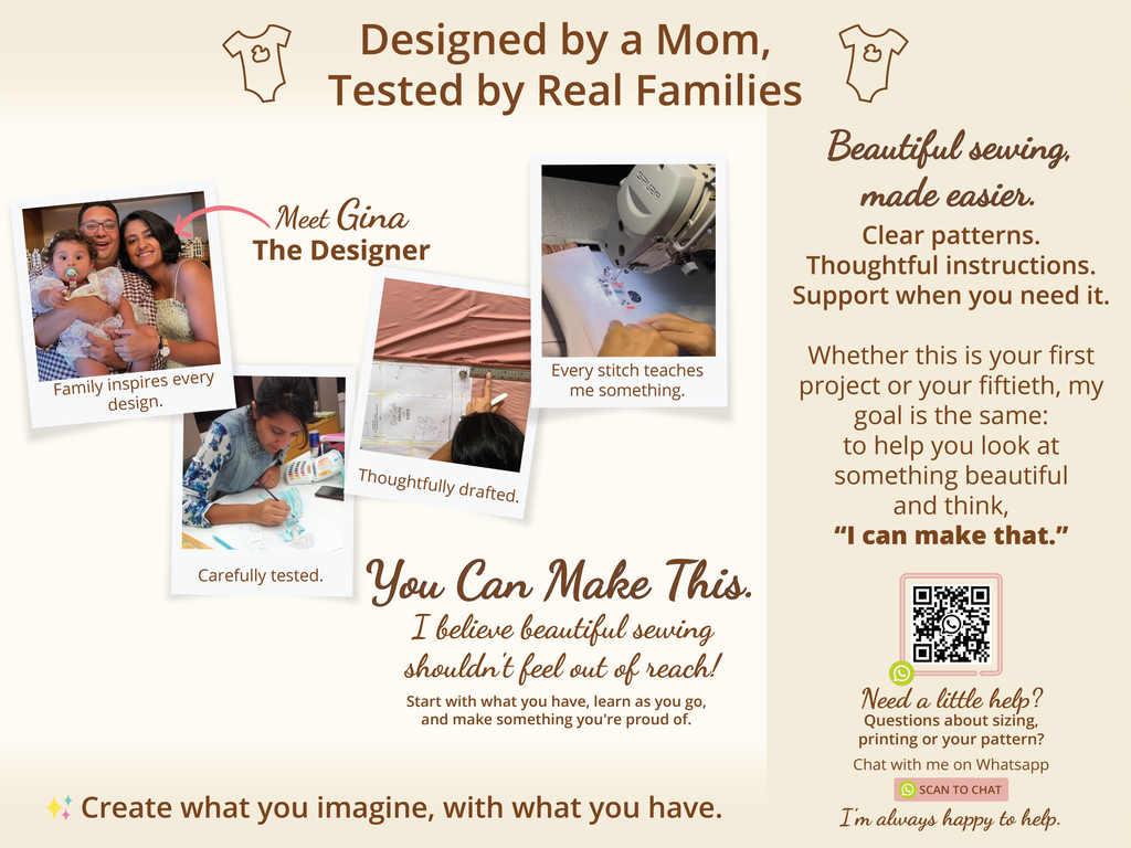 Litelier designer Gina sewing and testing patterns with her family