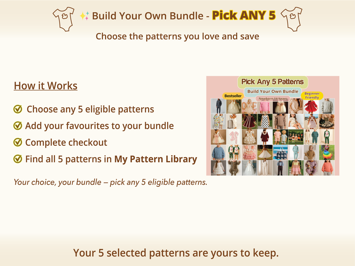 Build your own bundle: pick any 5 Litelier sewing patterns