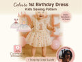 Baby girl in the Celeste tulle dress with glitter number 1 – first birthday dress sewing pattern, sizes newborn–14